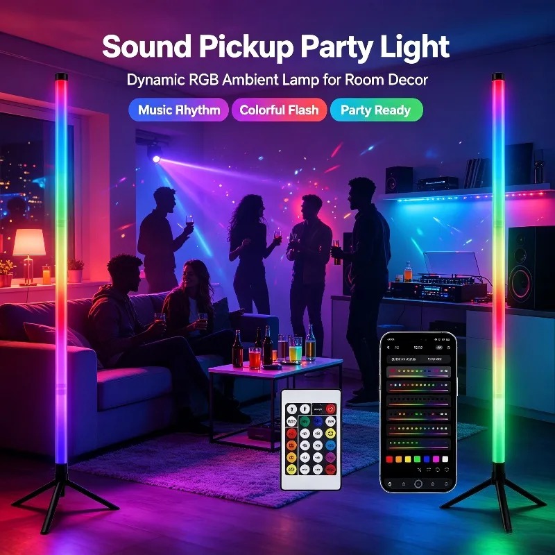 2 Pack RGB LED Corner Floor La - Room Lighting Bedroom Decor review and price