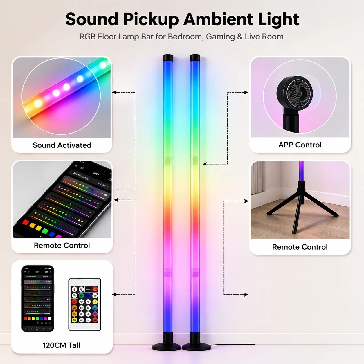 2 Pack RGB LED Corner Floor La - Room Lighting Bedroom Decor review and price