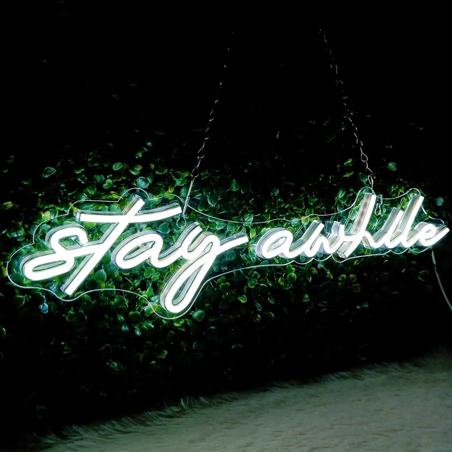 Stay Awhile Neon Signs USB Dim - Room Lighting Bedroom Decor review and price