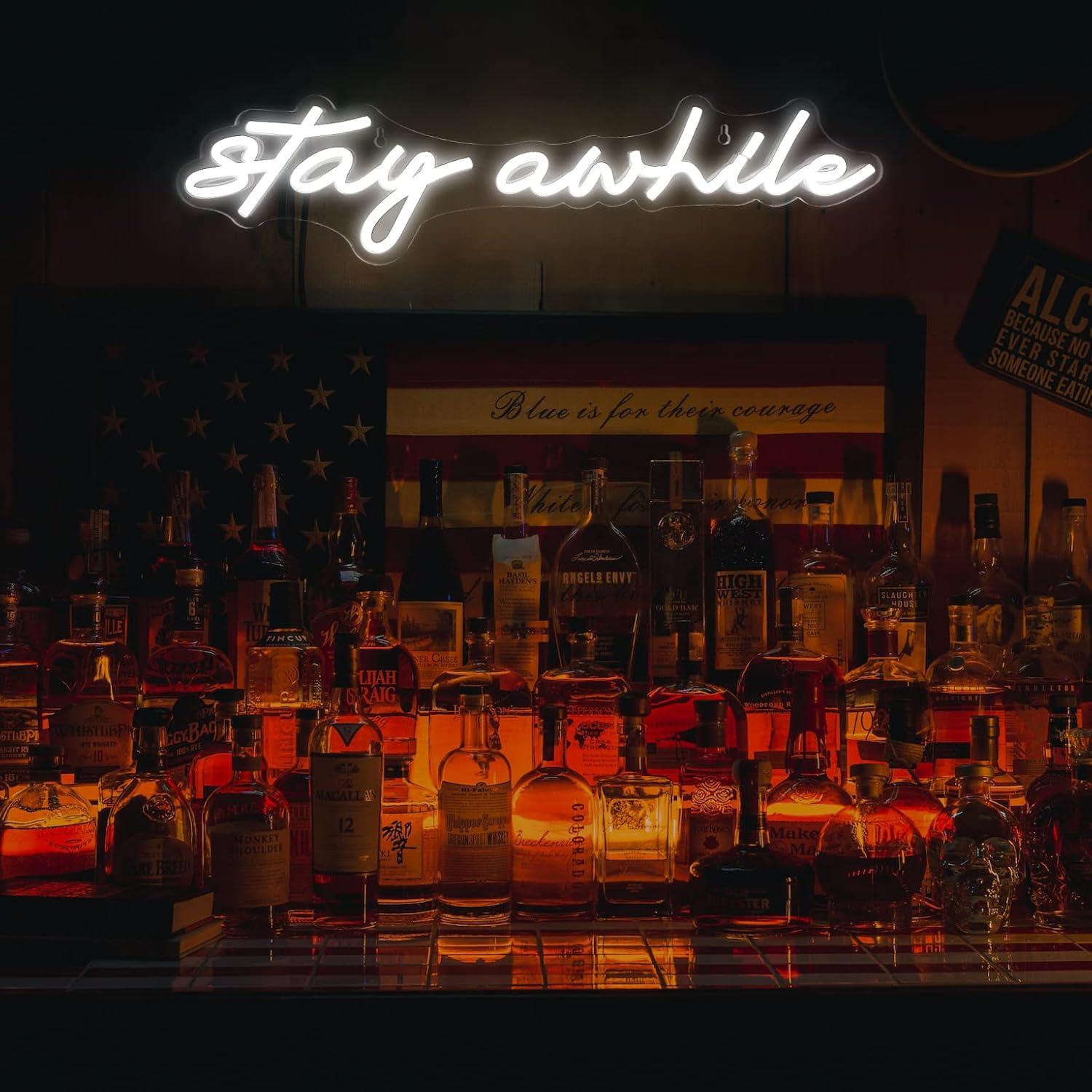 Stay Awhile Neon Signs USB Dim - Room Lighting Bedroom Decor review and price