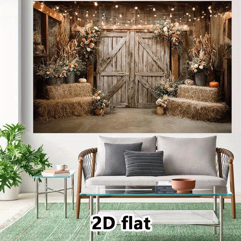 2D Flat, Rustic Barn Tapestry  - Lighting Decor Photos review and price
