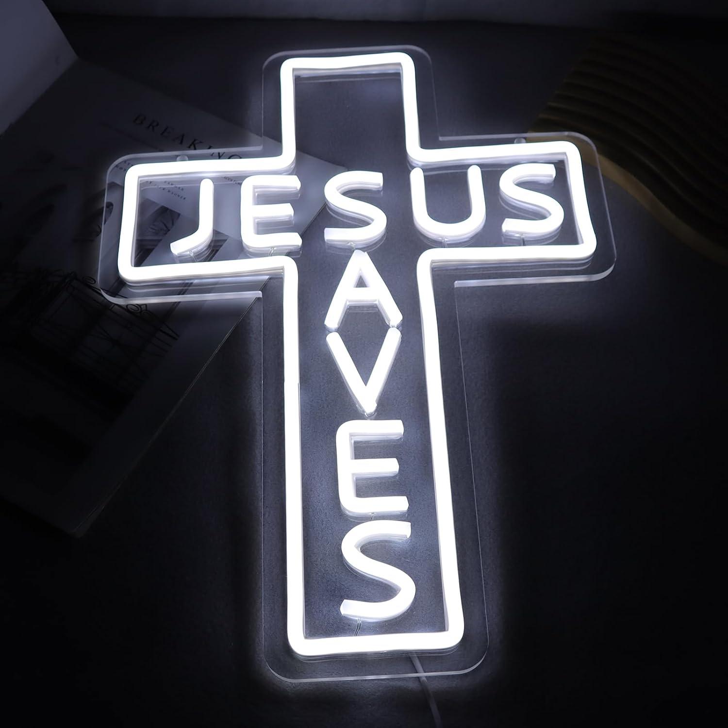 Jesus Saves Cross Neon Signs U - Room Lighting Bedroom Decor review and price