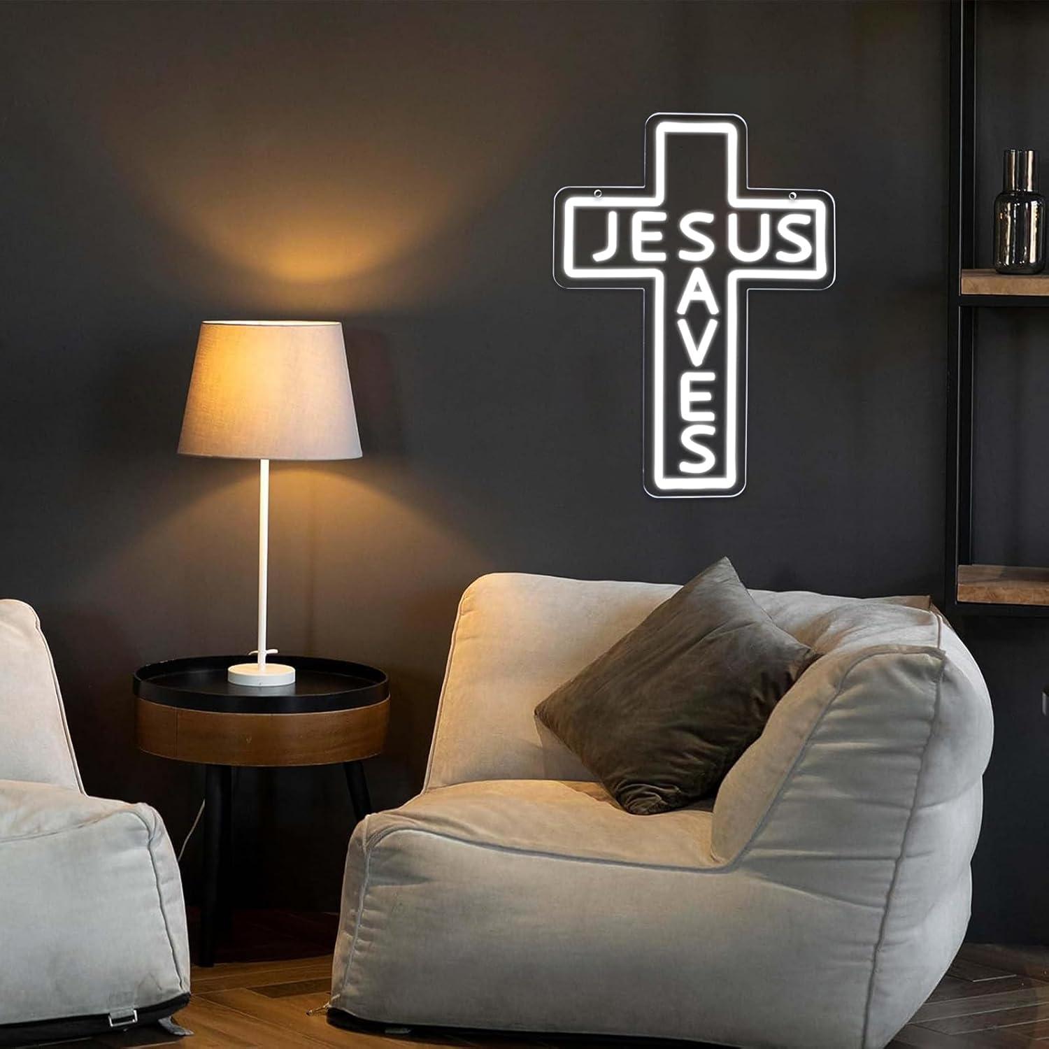 Jesus Saves Cross Neon Signs U - Room Lighting Bedroom Decor review and price